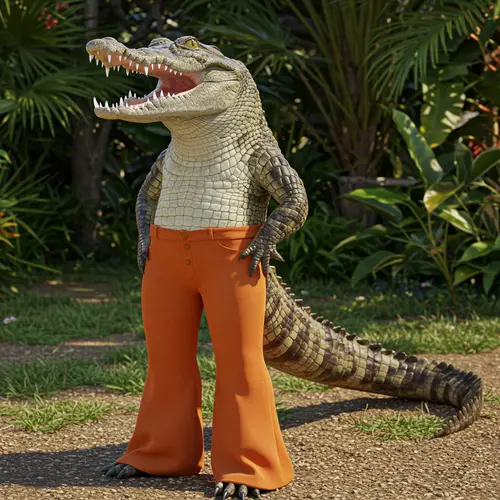 Crocodile in Bell-Bottoms: A Unique Fashion Statement