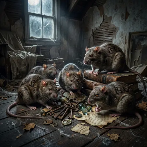Eerie Mystic Rats in Ancient Mansion