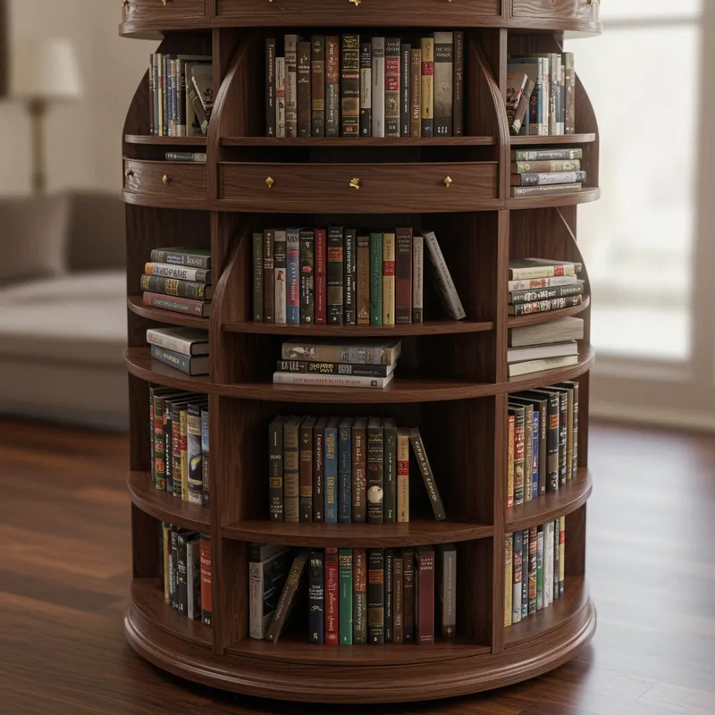 360-Degree Rotating 4-Layer Book Shelf