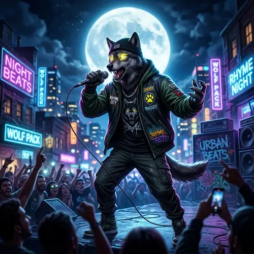 Urban-Dressed Wolf Rapper: Howling in the Moonlight