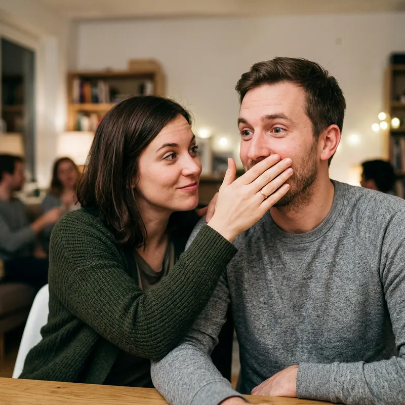 Intriguing Moment: A Woman's Hand Over a Man's Mouth