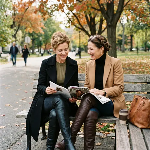 Stylish Women in Their Fifties Enjoying Femina Magazine