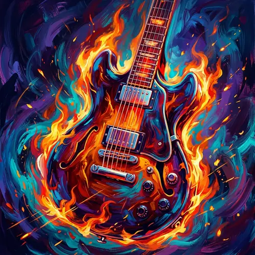 Surreal Electric Guitar Art: Flames & Energy