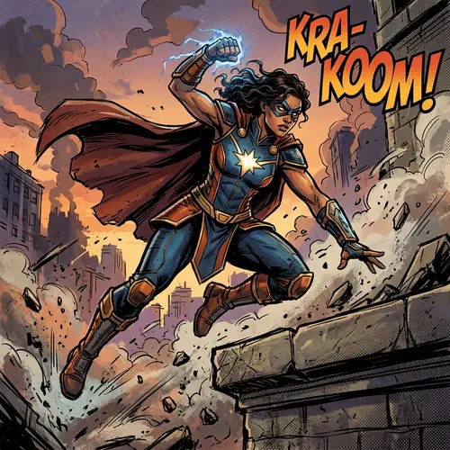 Dynamic Superhero Digital Painting - Bold Lines & Vibrant Colors