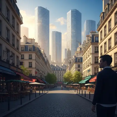 Captivating Paris-Like Cityscape: Modern Meets Vintage