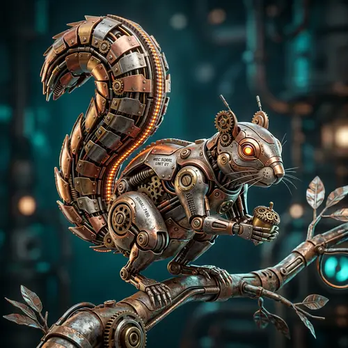 Mechanical Squirrel Icon: 3D Art Design