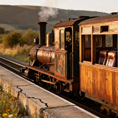 Old Train on a Railway Embankment