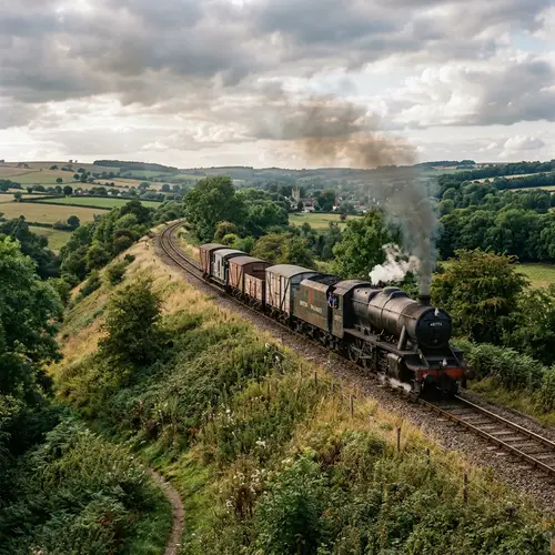 Old Train on a Railway Embankment