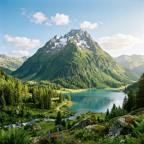 Green Mountain Landscape: Tranquil Beauty in Nature