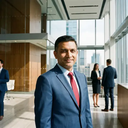 Professional South Asian Man in Blue Business Suit