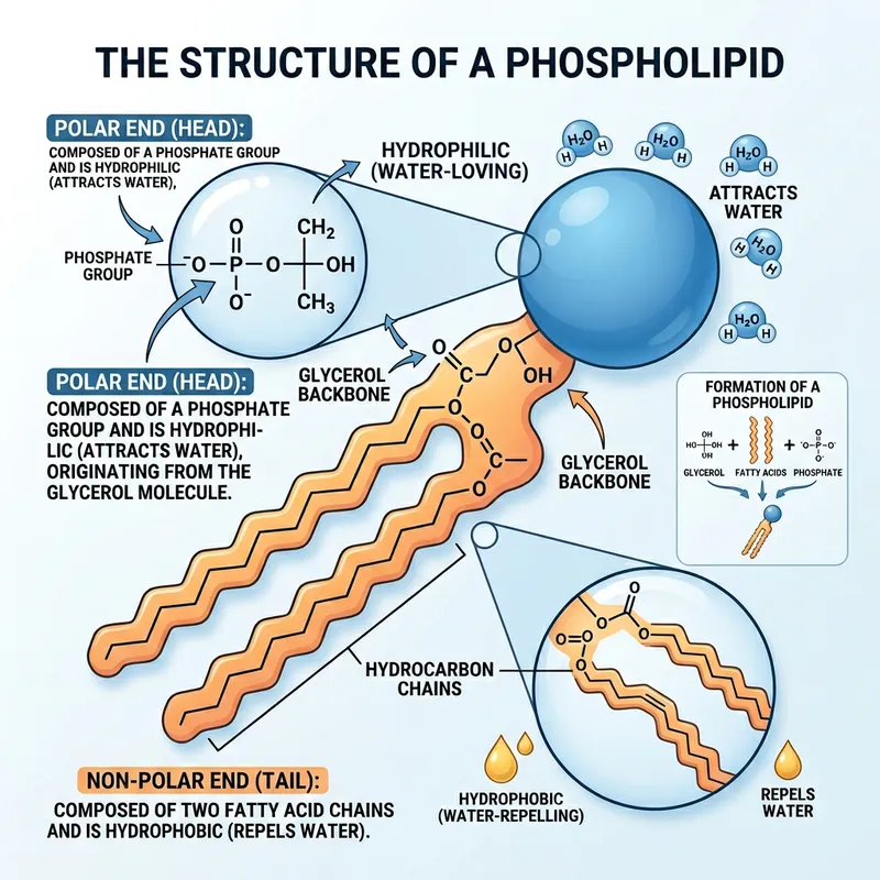 Phospholipid Structure: Composition of Polar & Non-Polar Ends Phospholipid Structure: Composition of Polar & Non-Polar Ends