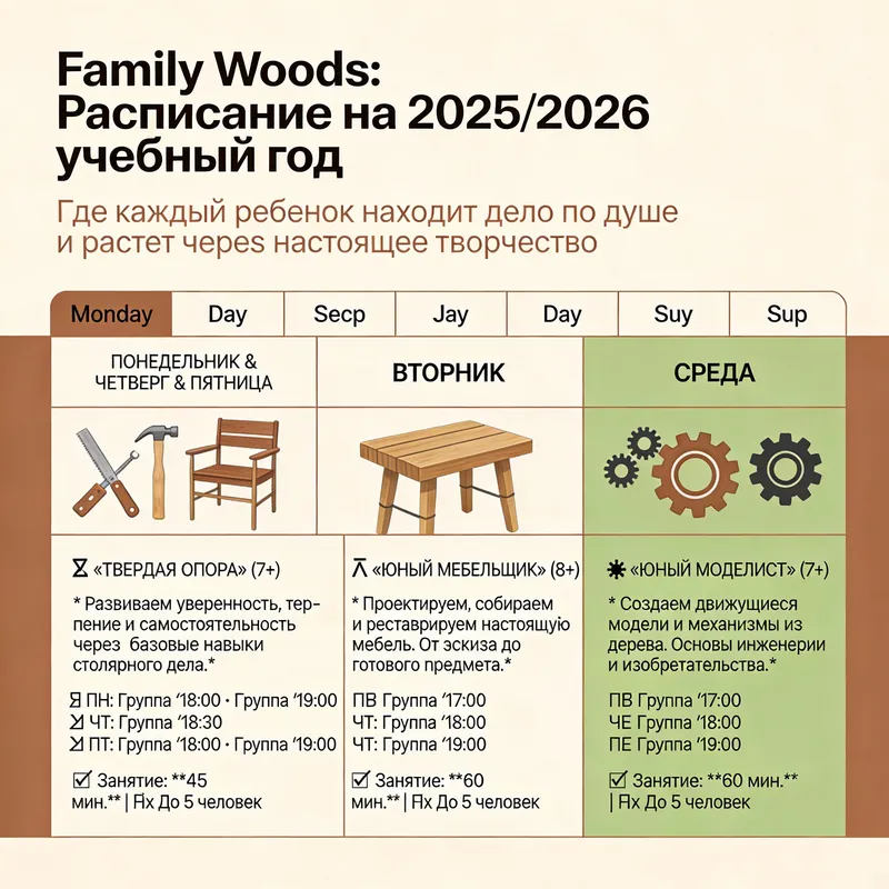 Family Woods Weekly Schedule 2025/2026