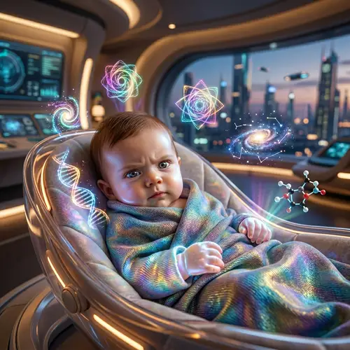 Futuristic Human Baby with Luminescent Skin