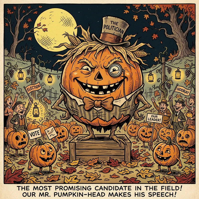 Funny Giant Pumpkin Politician | Festive Pumpkin Patch Cartoon