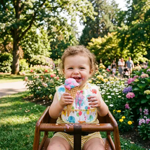 Adorable Baby Enjoying Vibrant Ice Cream Cone