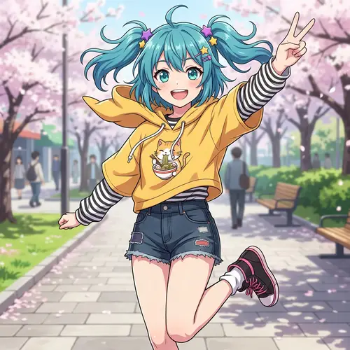 Vibrant Anime-Style Female Character Illustration