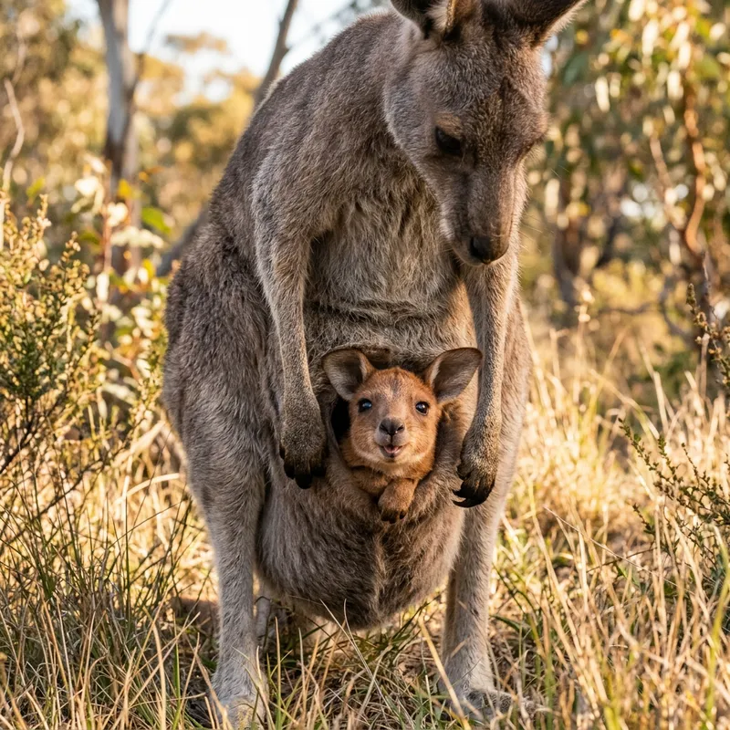 Joyous Baby Kangaroo in Pouch - Cute and Cozy