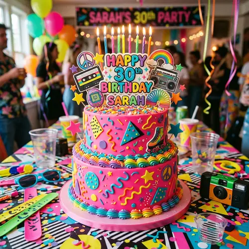 90s Themed Feminine Birthday Cake