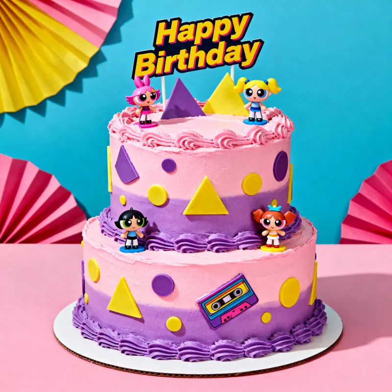 90s Themed Feminine Birthday Cake
