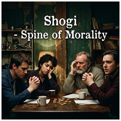 Shogi - Spine of Morality Album Cover with Disconcerted Figures