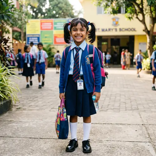 Adorable South Asian Little Girl with Braces and Pony Tails