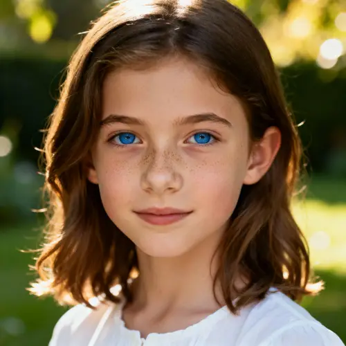 12 Year Old Girl with Brown Hair & Blue Eyes