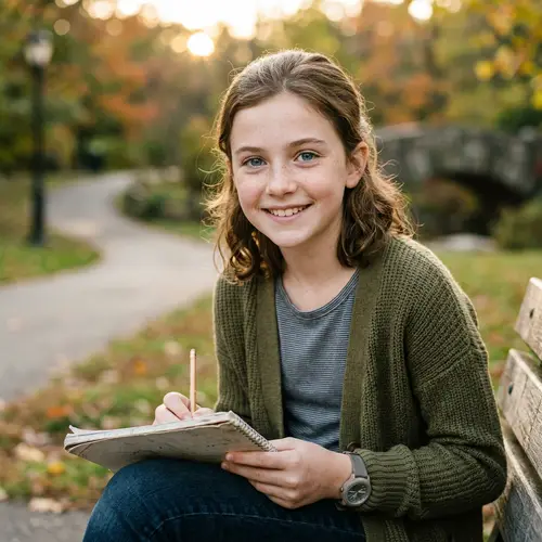 12 Year Old Girl with Brown Hair & Blue Eyes