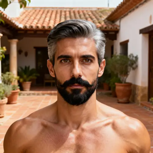 Spanish Agile Man with Expressive Blue Eyes