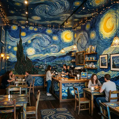 Cafe Decor Inspired by Van Gogh's Starry Night