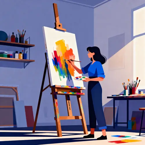 Vector Art of a Female Artist Painting