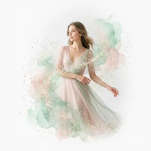 Elegant Woman Artwork in Light Green & Pink | Contemporary Design
