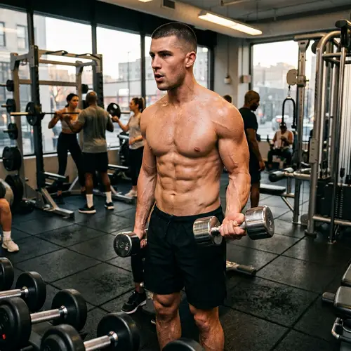 Muscular Man with 6 Packs at the Gym