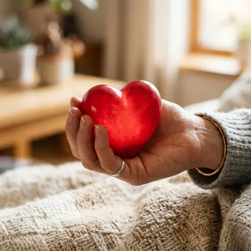 Caring Hands Protecting a Red Heart