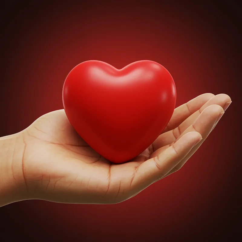 Caring Hands Protecting a Red Heart