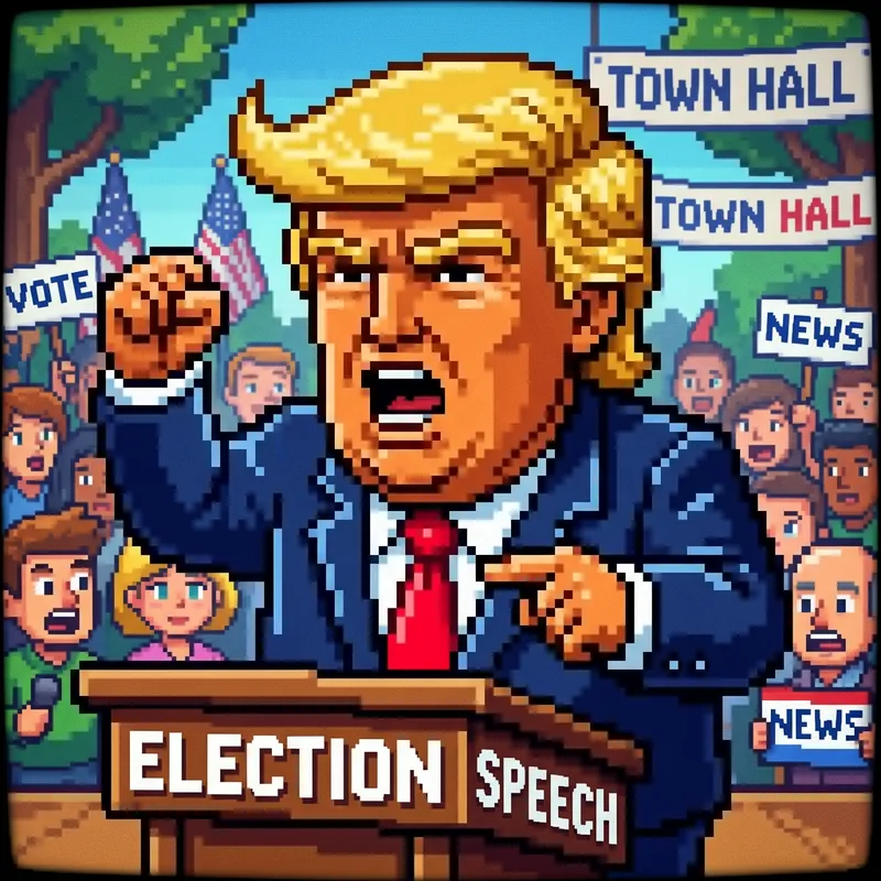 Pixelated Trump Cartoon