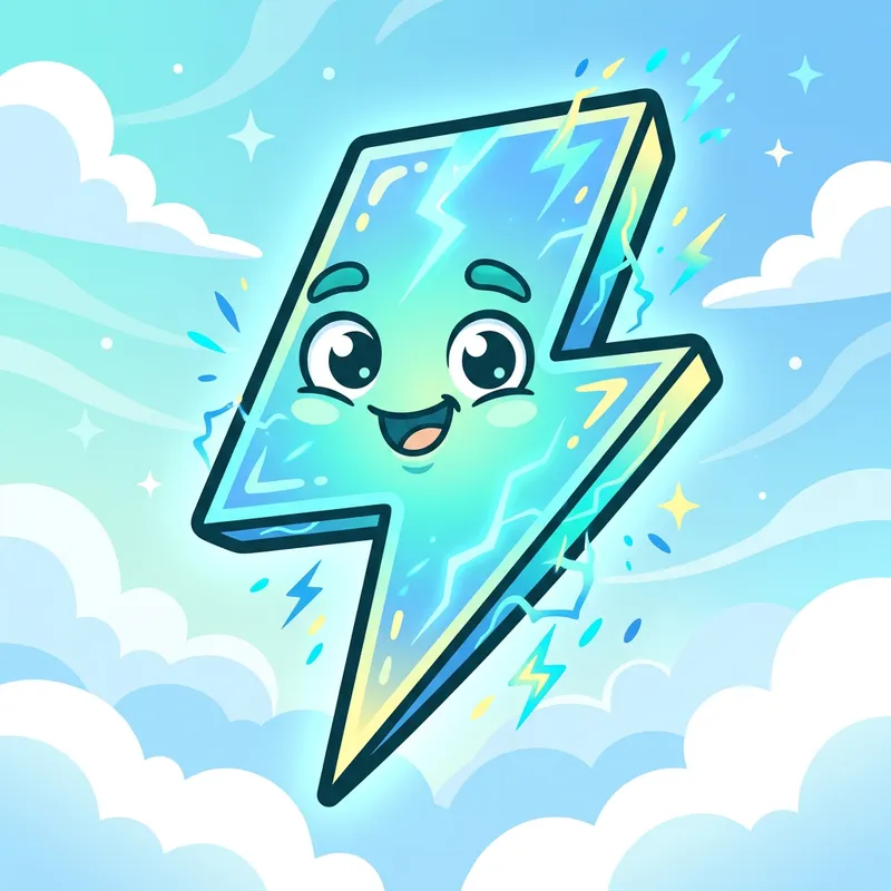 Cute Cartoon Lightning Bolt with Face