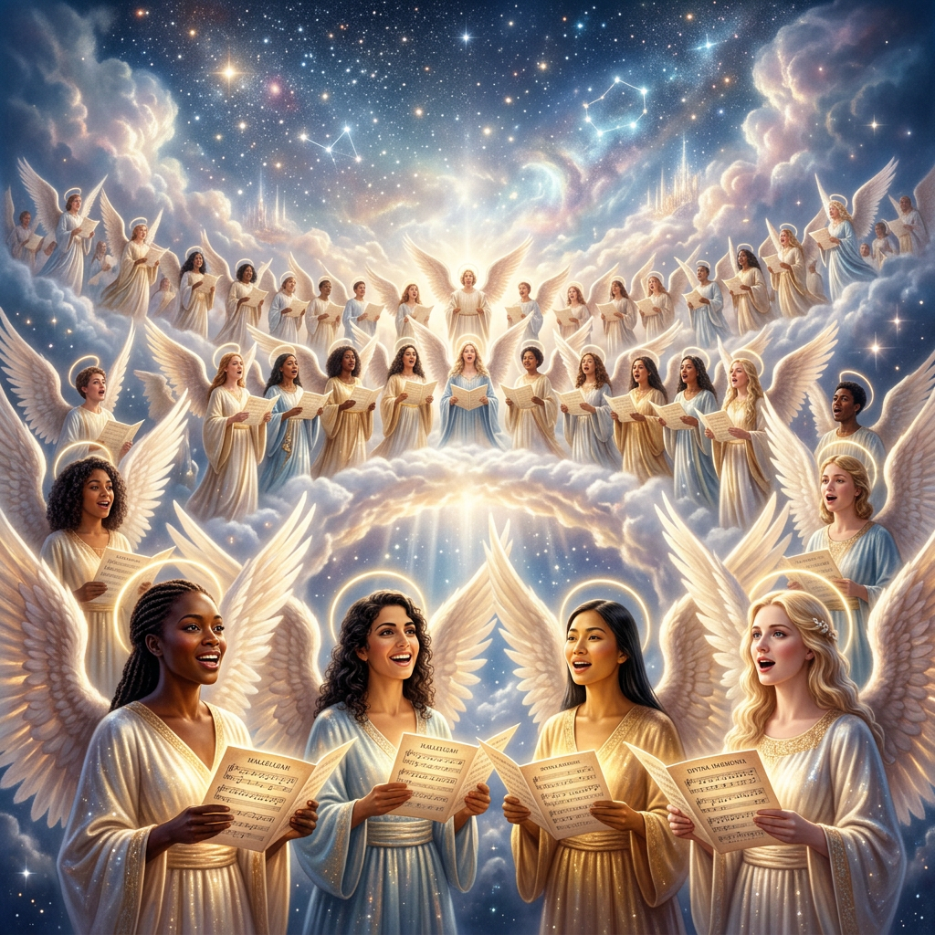 Majestic Angelic Choir Singing in Harmony | AI Art Generator