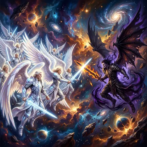 Battle of Angels vs Lucifer at Dawn of Time