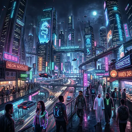 Futuristic Cyberpunk Cityscape at Night