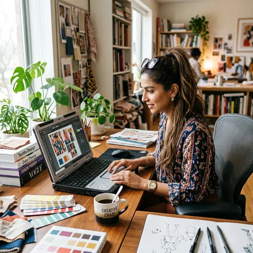 Professional South Asian Female Designer Crafting Creative Masterpieces