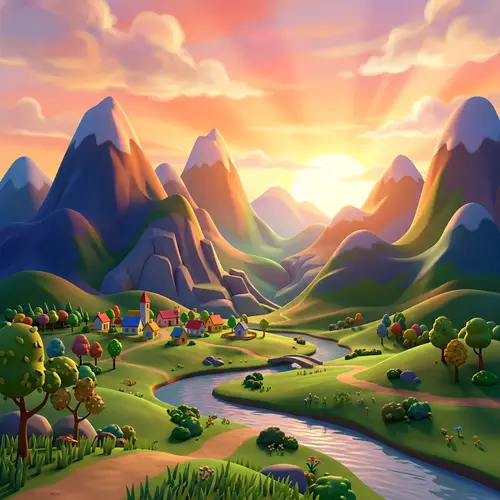 Stunning Pixar-Style 3D Mountain Landscape