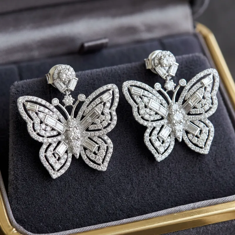 Luxury Butterfly Diamond Earrings - Elegant Jewelry