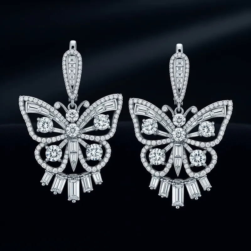 Luxury Butterfly Diamond Earrings - Elegant Jewelry