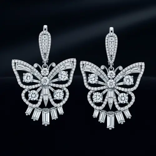 Luxury Butterfly Diamond Earrings - Elegant Jewelry