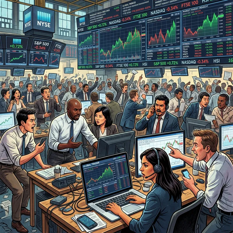 Stock Market Scene with Traders and Electronic Graphs Stock Market Scene with Traders and Electronic Graphs