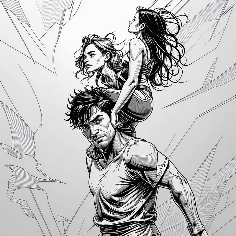 Dynamic Balance: Intricate Pen and Ink Drawing Dynamic Balance: Intricate Pen and Ink Drawing