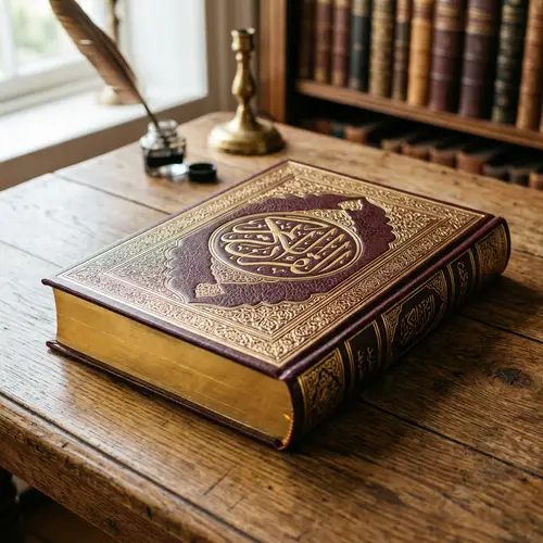 Golden Edged Book with Arabic Calligraphy Cover