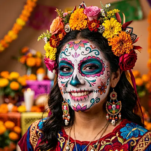 Vibrant Day of the Dead Makeup Portrait