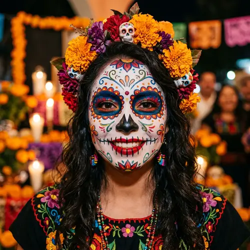 Vibrant Day of the Dead Makeup Portrait