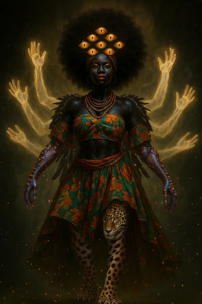Majestic Afro-Colombian Goddess Chimera Portrait